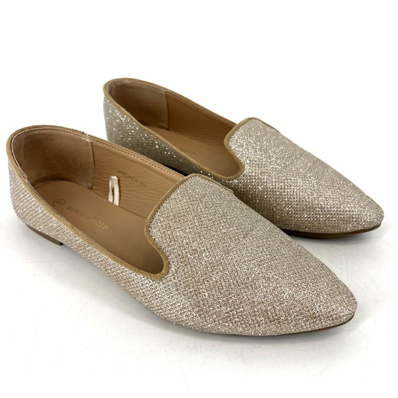 Olivia + Kate Shoes - Olivia & Kate Women's Smoking Flat Gold Sparkle Glitter Size 9 Slip On SOLD OUT!